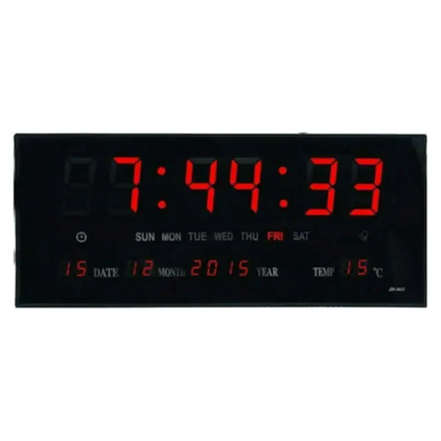 JH-3615 Ρολόι Τοίχου Ψηφιακό Πλαστικό Μαύρο 36x15cm