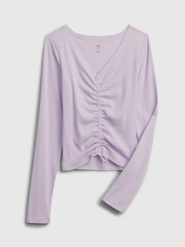 Παιδική Rib Ruched Μπλούζα multi petal purple