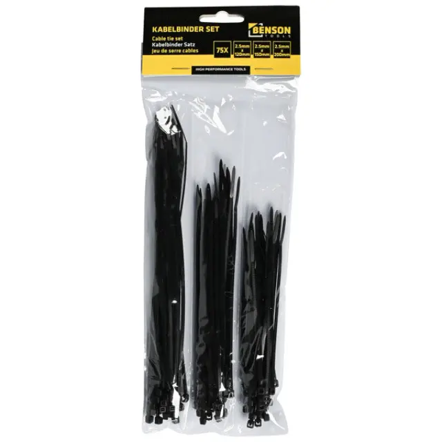 Cable ties 75 pieces black