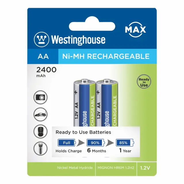 08895540-01028 | NH-AA2400BP2AR-MAX | Ni-MH Rechargeable - Max series - AA - Blister 2pcs