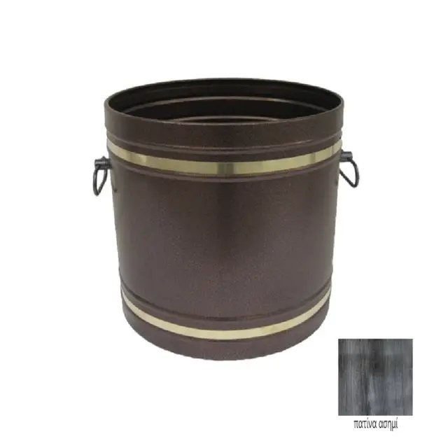 Μεταλλικό Καλάθι Αποθήκευσης Ξύλων Φ38 x Y33cm Πατίνα-Ασημί / 600PS 2