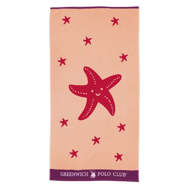 Πετσέτα Θαλάσσης 70x140 Παιδική 450gsm Greenwich Polo Club 3894 Κόκκινο-Μωβ-Ροδακινί 100% βαμβακερό