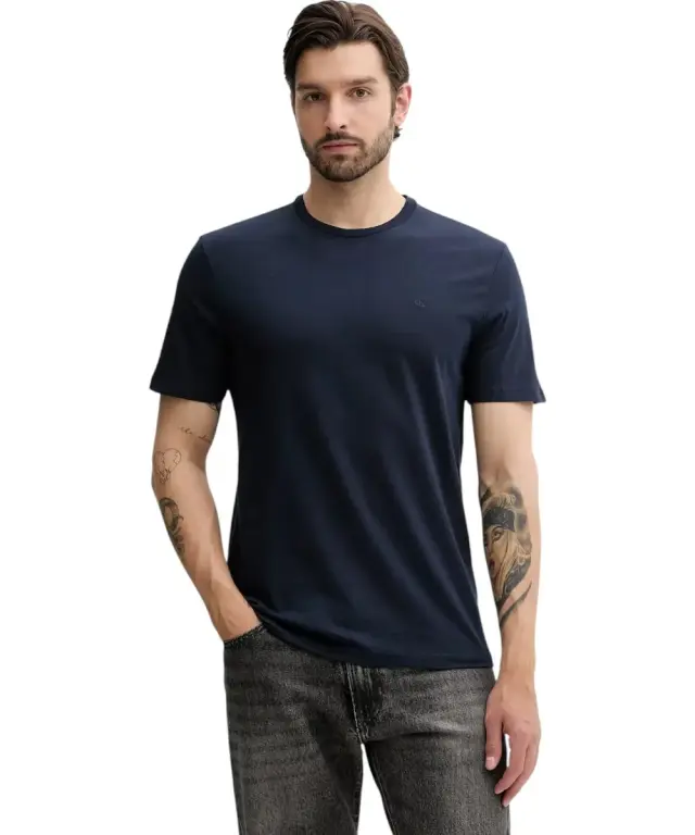 Calvin Klein - Ανδρικό T-shirt Smooth Cttn Solid Regular Fit LV040HM265-CEF Μπλε Σκούρο