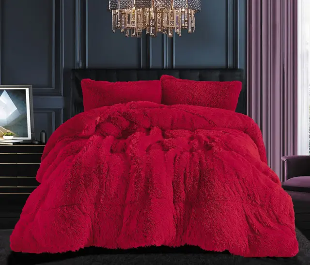 Κουβερτοπάπλωμα μαλλιαρό (170cm x 220cm) red - -