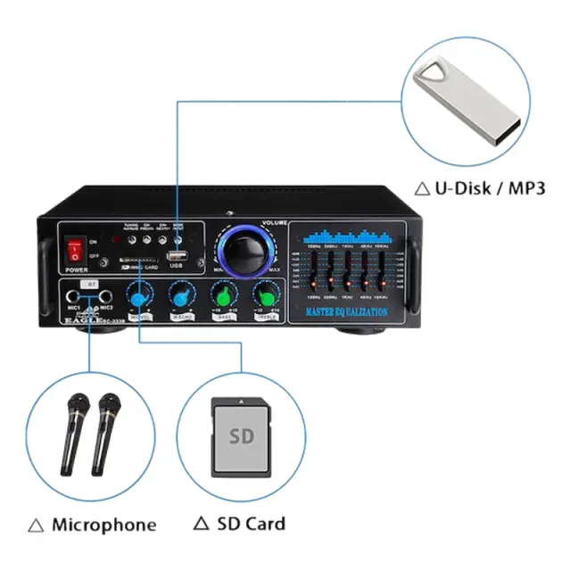 Andowl Ενισχυτής με λειτουργία Karaoke Q-GF289 - Karaoke Reverberation Power Amplifier 076027 3