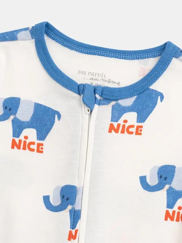 Βρεφική Πιτζάμα για Αγόρια Nice Elephants ΛΕΥΚΟ 2