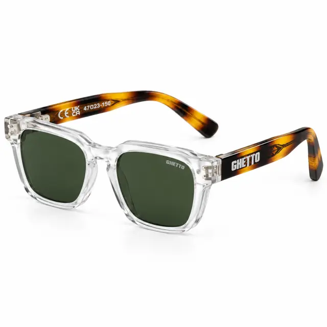 Ghetto Sunglasses Clear Frame + Dark Green Lenses | Unisex 2