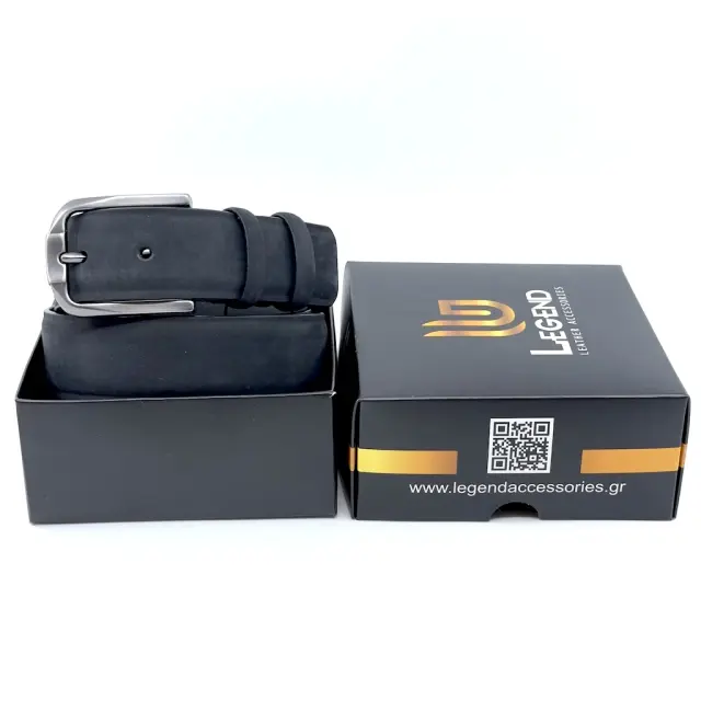 Μαύρη Δερμάτινη Ζώνη Nubuck 3,5 cm 2