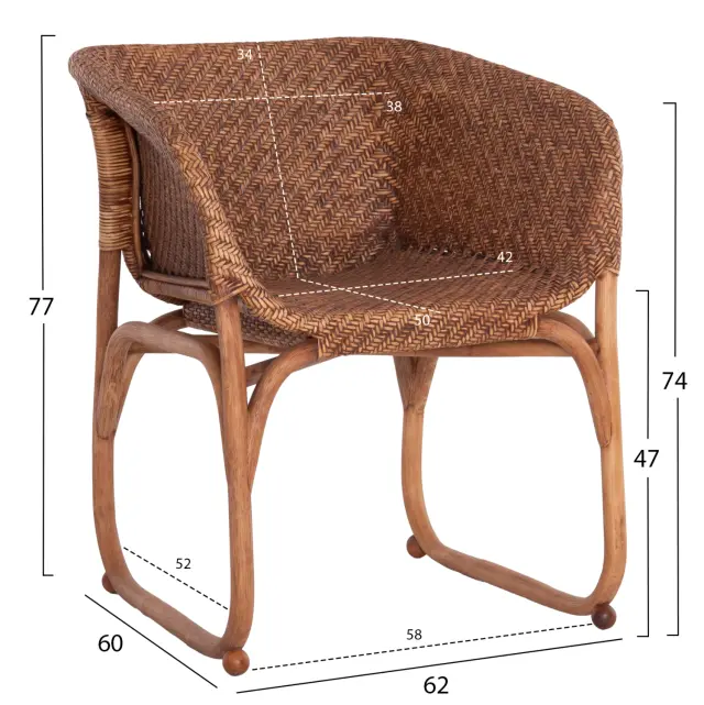 ΠΟΛΥΘΡΟΝΑ ΕΣΩΤ.ΧΩΡΩΝ FB99958.02 ΦΥΣΙΚΟ RATTAN-ΚΑΡΥΔΙ ΧΡΩΜΑ 63x60x77Υεκ 2