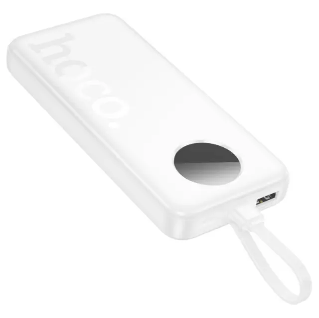 Hoco Power Bank 10000mAh με 2 Eνσωματωμένα Καλώδια Φόρτισης και Θύρες USB-A, USB-C Άσπρο J132 2