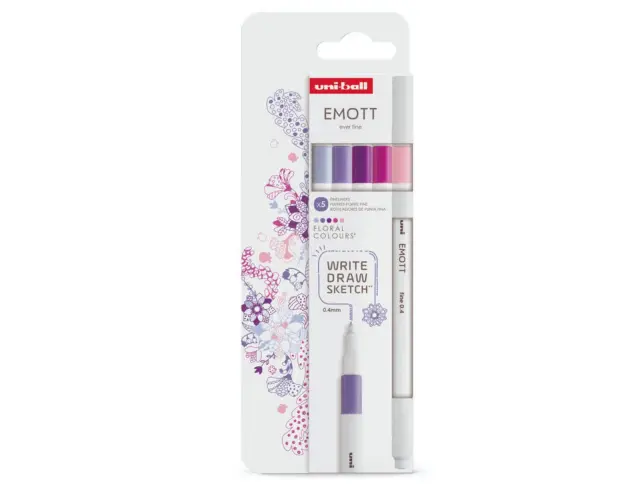 Μαρκαδόροι Σχεδίου Uni-Ball Floral Emott με πάχος μύτης 0.4mm - 5 τεμάχιαEMOTT 5P SET FLORAL COLOURS