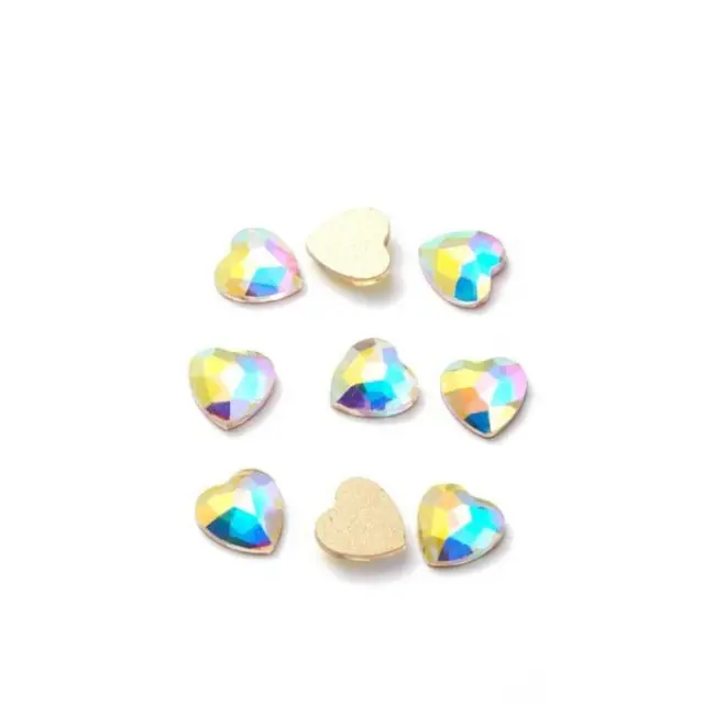 Glass Rhinestone για Κόλλα Crystal AB Heart 6.5mm - 15τεμ
