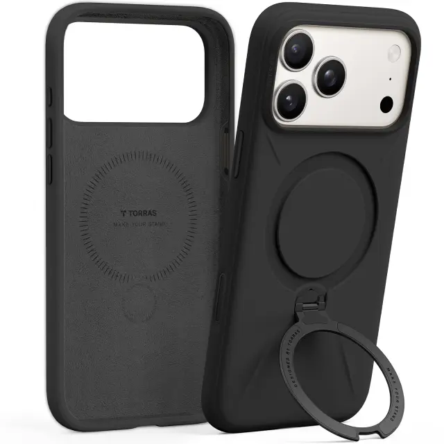 Torras Ostand Q3 Silicone, obsidian black - iPhone 17 Pro 2