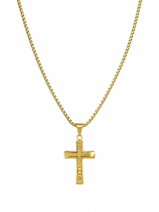 Ghetto Gold Cross Necklace with 50cm Chain