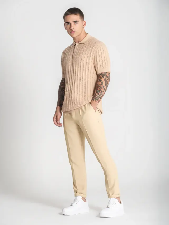 Gianni Kavanagh Aνδρικό GK Πλεκτό Polo Shirt - Beige - S 2