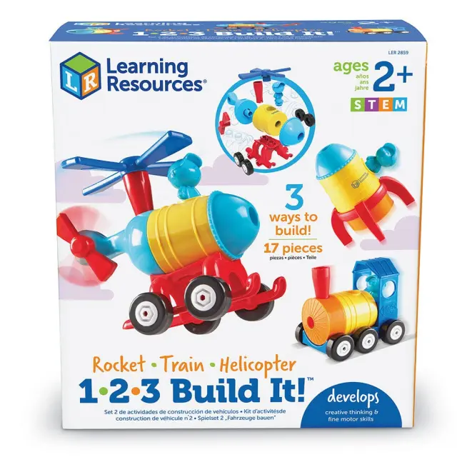 Learning Resources Εκπαιδευτικό Παιχνίδι 1-2-3 Build It!™ Rocket-Train-Helicopter για 2+ ετών LER 2859