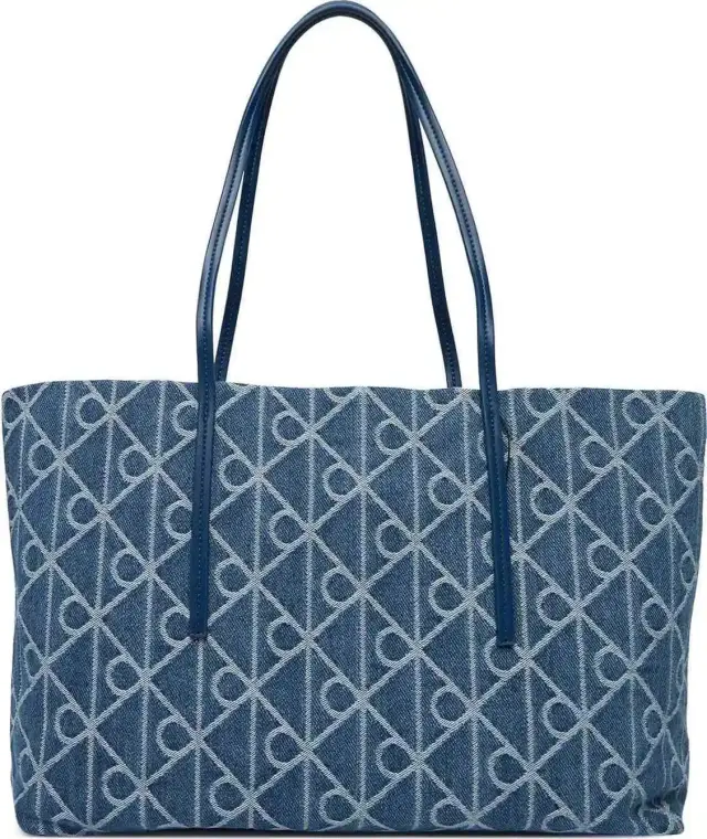 Calvin Klein Γυναικεία Μεγάλη Τσάντα Tote Emblem AOP Denim Tote Pouch Μπλε 3