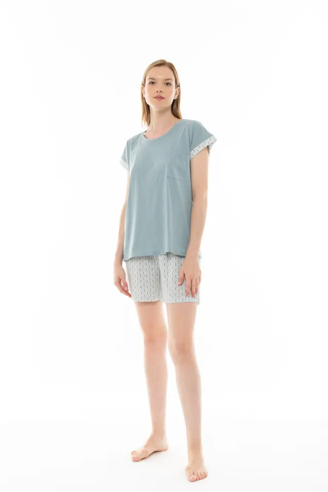 S1310 - Type - PYJAMA SHORTS AQUA GEO