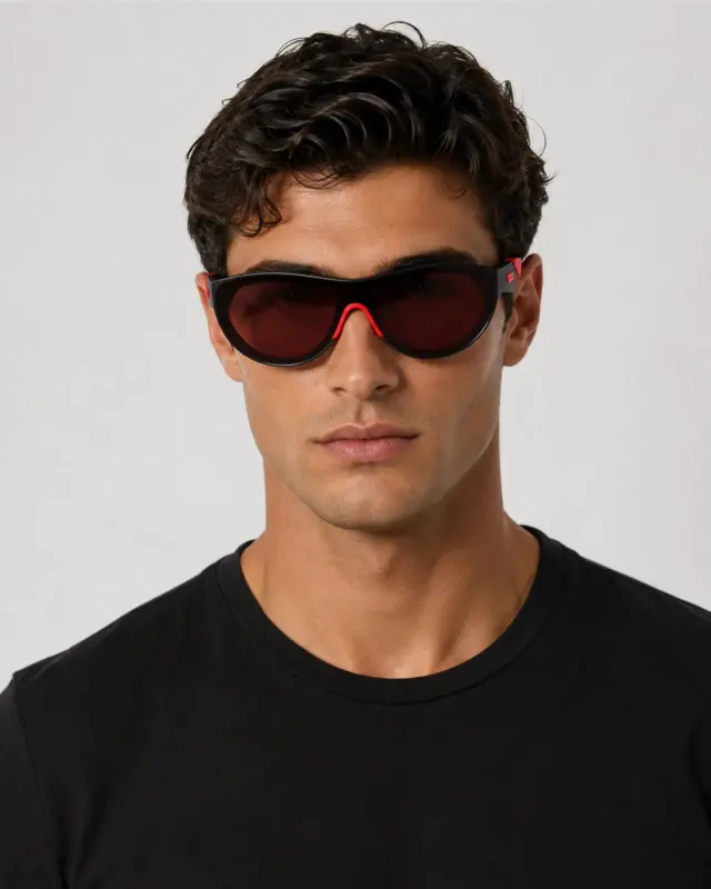 Bottega Veneta BV1234S 004 Unisex Γυαλιά Ηλίου Μαύρα με Κόκκινο Φακό - 99mm 3
