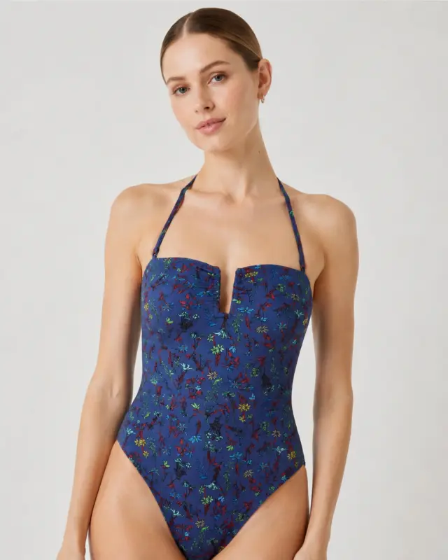 Tommy Hilfiger Γυναικείο Ολόσωμο Μαγιό Μπλε Φλοράλ - S 3