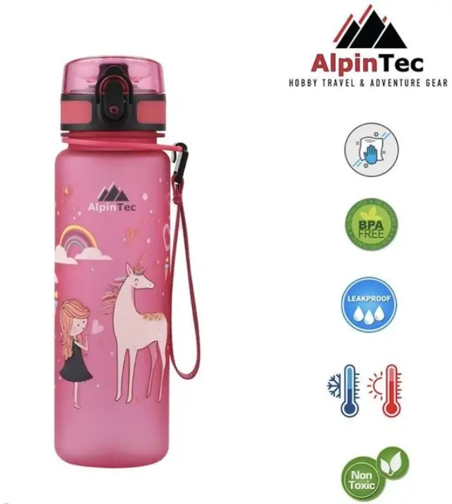 AlpinPro Πλαστικό Παγούρι Πριγκίπισσα σε Ροζ χρώμα 500ml 2
