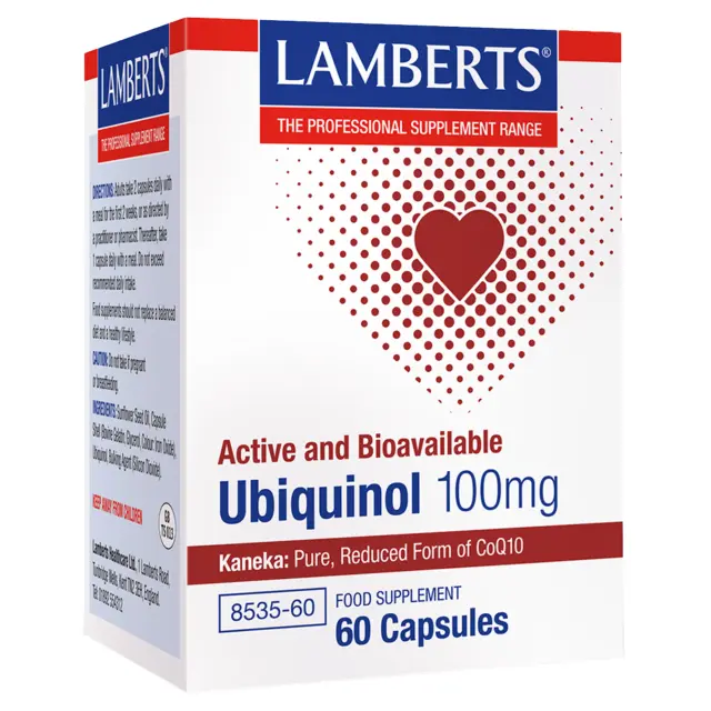 LAMBERTS Ubiquinol 100mg Συμπλήρωμα Διατροφής σε Ενεργή Μορφή του Συνενζύμου Q10 (ουμπικινόνη), 60caps
