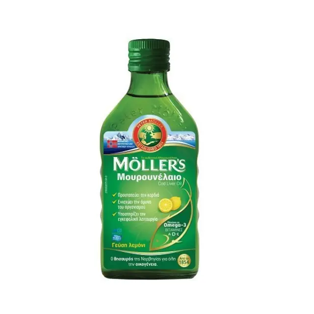 Mollers Cod Liver Oil, Μουρουνέλαιο με Γεύση Λεμόνι 250ml