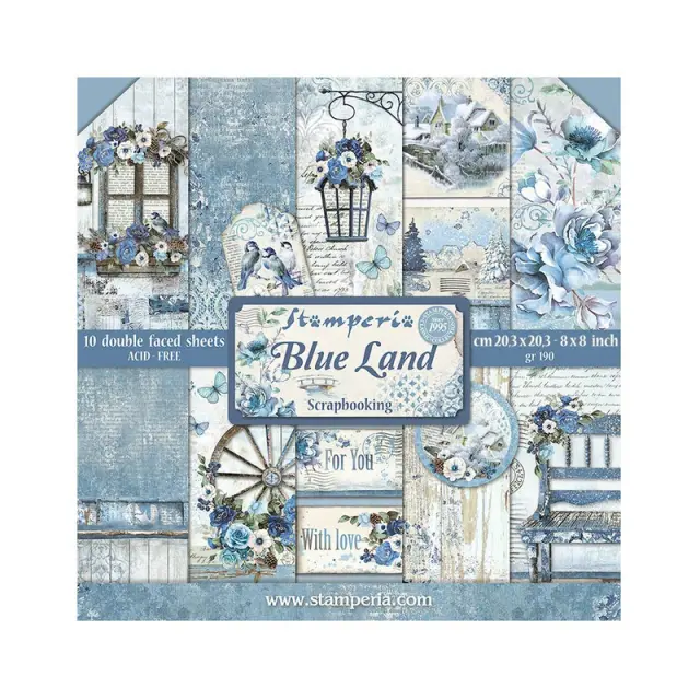 Χαρτιά scrapbooking 10τεμ, 20.3×20.3cm Stamperia, Blueland