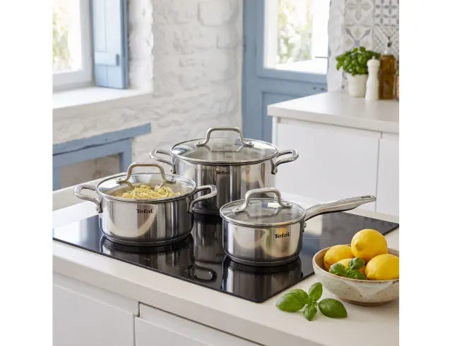 Σετ Κατσαρόλες Infinite Tefal με γυάλινο καπάκι και διαμέτρους 16cm, 20cm, 24cm - 6 τεμαχίων (3 κατσαρόλες, 3 καπάκια) H816S6