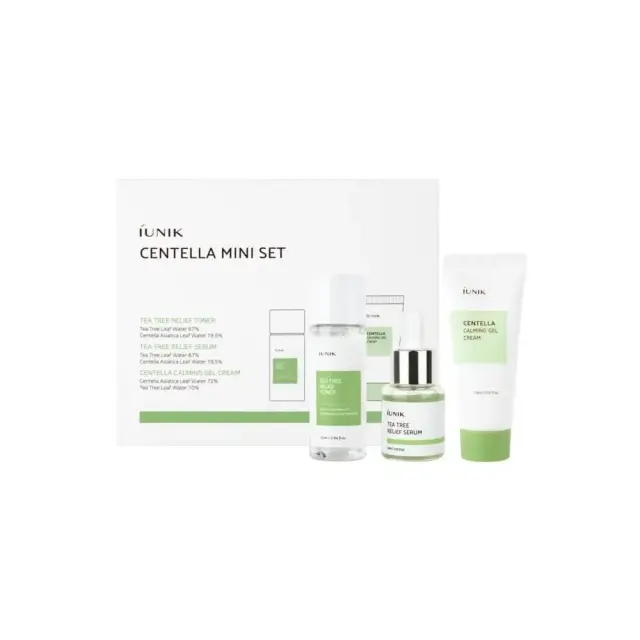 iUNIK Centella & Tea Tree Relief Mini Set, Καταπραϋντικό Σετ Προσώπου σε mini Size 3 τεμ
