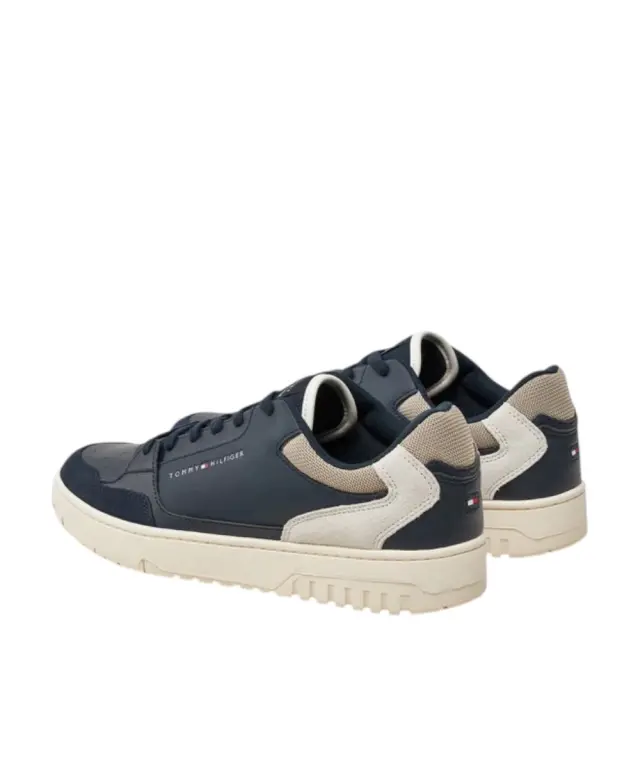Tommy Hilfiger – Ανδρικά Δερμάτινα Sneakers Th Basket Core Lth Mix Ess FM0FM05058-0F5 Μπλε 2