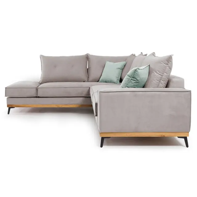 Γωνιακός καναπές δεξιά γωνία Luxury II pakoworld ύφασμα elephant-ciel 290x235x95εκ 3