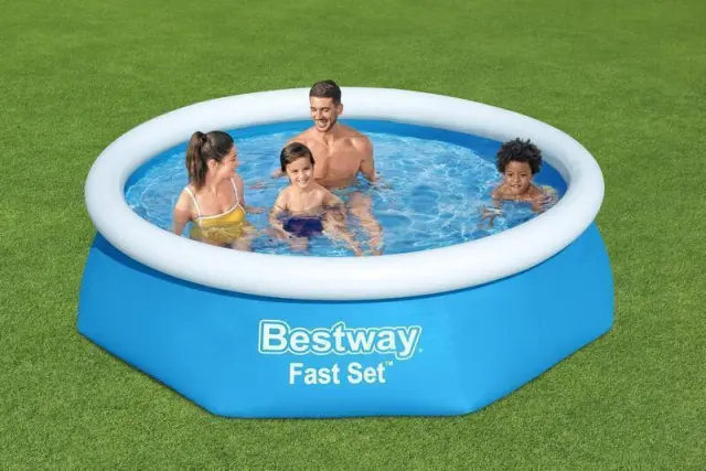 Bestway Στρογγυλή Φουσκωτή Πισίνα 244x244x61εκ. Fast Set Μπλε (57448) 3