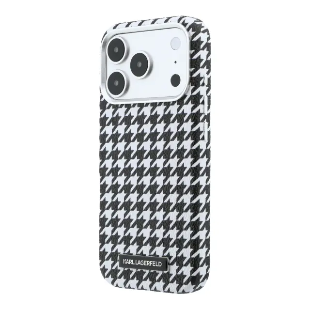 Karl Lagerfeld PU Houndstooth Resin Plate MagSafe Case for iPhone 17 Pro Black 2