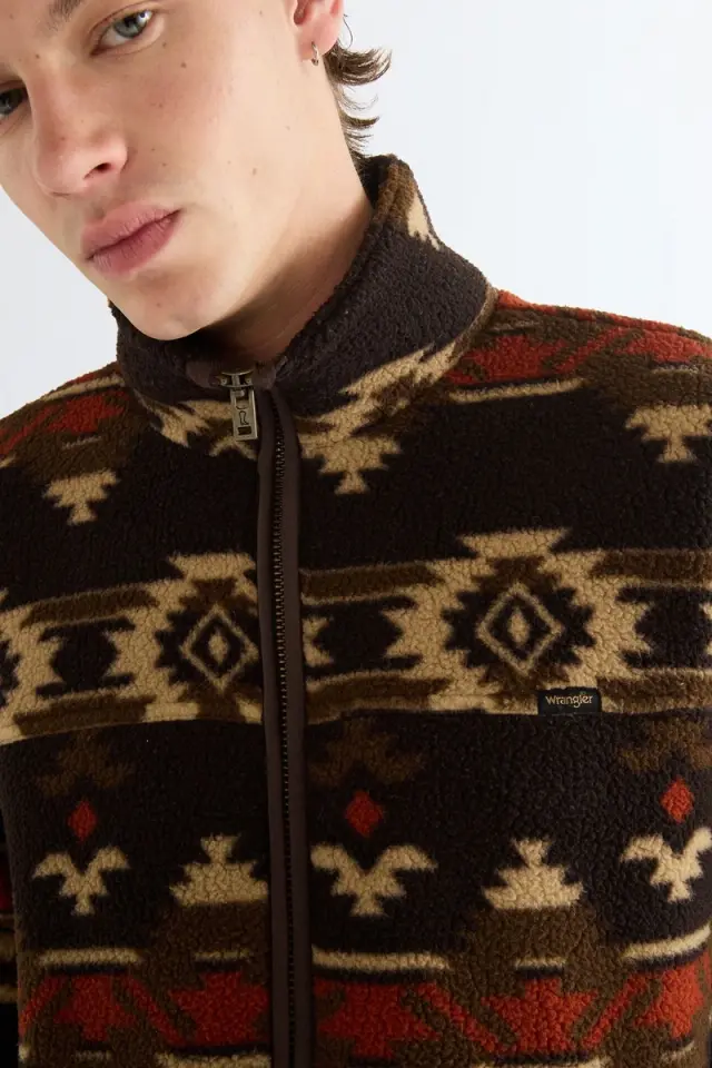 Wrangler Ανδρικό SHERPA FLEECE Μπουφάν 112386962 - Aztec Chocolate Torte - XL 3