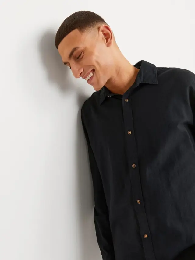 JJESUMMER LINEN BLEND SHIRT LS SN black - S 2