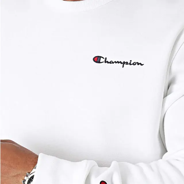 Champion Men's Small Logo Fleece Sweatshirt Άσπρο 220259-WW001 (Champion) - XXLarge 3