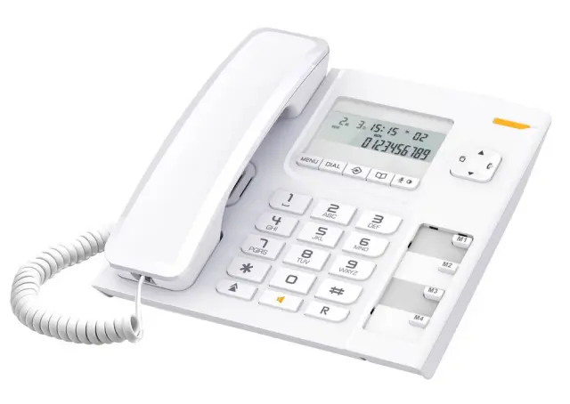 Σταθερό Ψηφιακό Τηλέφωνο Alcatel T56 με Αναγνώριση Κλήσεων Ρύθμιση Έντασης και Επανάκληση Λευκό