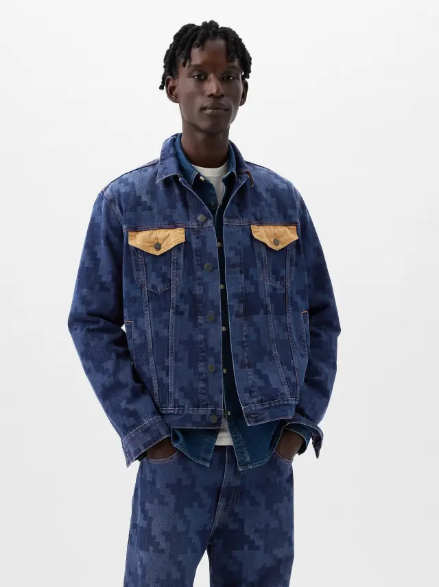 Μπλε DAP × GAP Οργανικό Βαμβάκι Icon Denim Πανωφόρι dark indigo