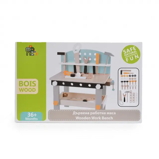 Moni Toys Ξύλινος Πάγκος Εργασίας με Εργαλεία 3+ Ετών 3