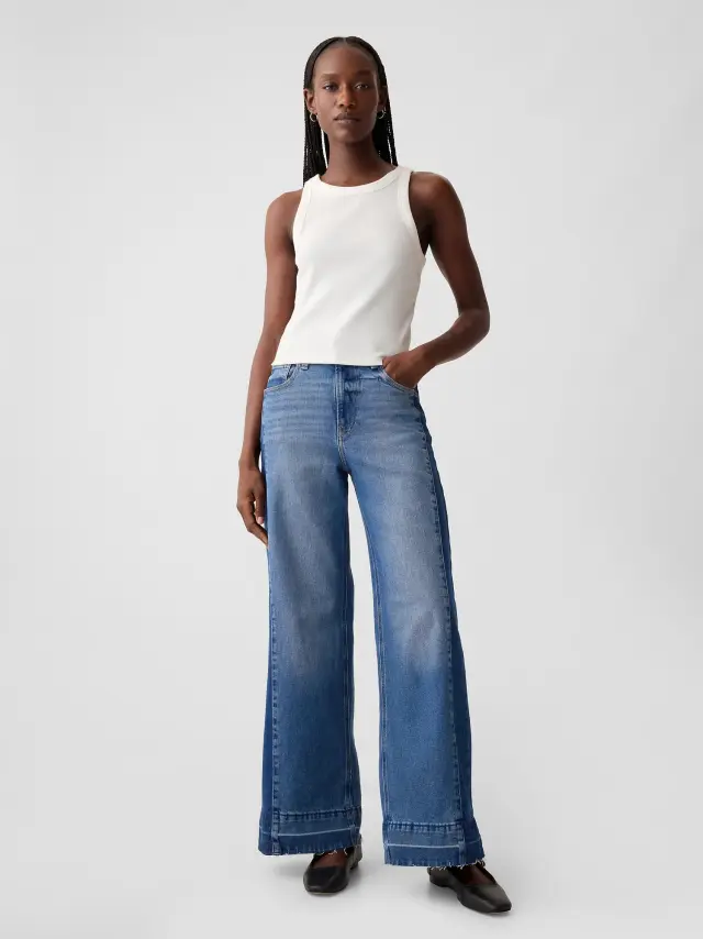 Multi High Rise Stride Wide-Leg Jean Παντελόνι medium indigo