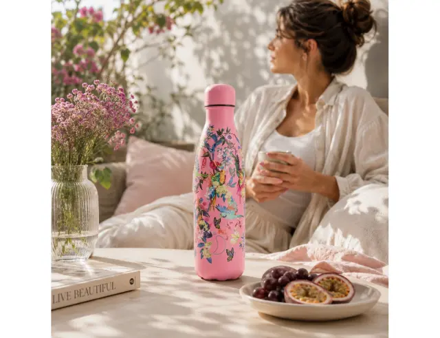 Μπουκάλι Θερμός Tropical Original Chilly's με χωρητικότητα 500ml και διατήρηση θερμοκρασίας 12h ζεστό / 24h κρύο - Macaw Madness 2