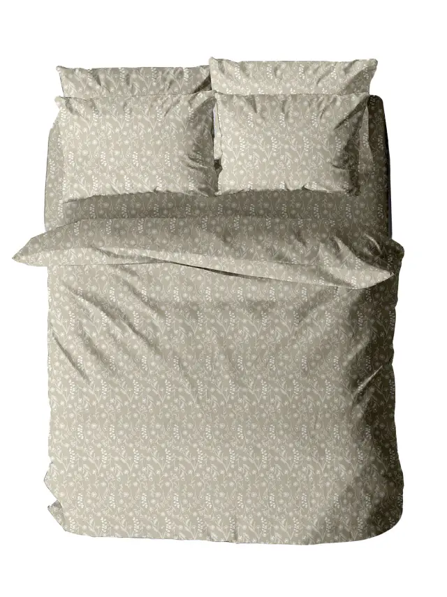 Σετ Σεντόνια Menta Εμπριμέ 420 Beige Διπλό (200x260) Sunshine