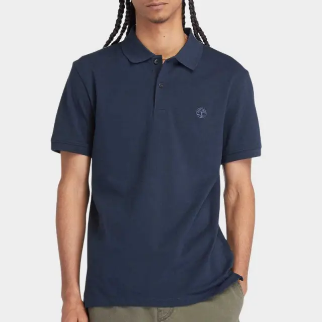Timberland - Ανδρικό T-shirt Polo με Λογότυπο TB0A6VDP-433 Μπλε σκούρο - 2XL