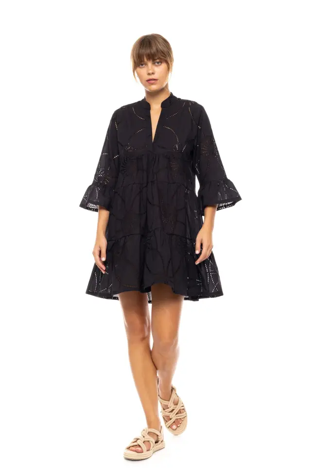 Beachwear Moon Embrodery B645 Off White Pink Label - S