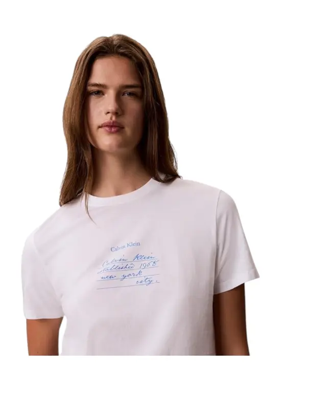 Calvin Klein - Γυναικείο T-Shirt SS Classic Handwriting Logo Tee LV047G800G-YAF Λευκό 3