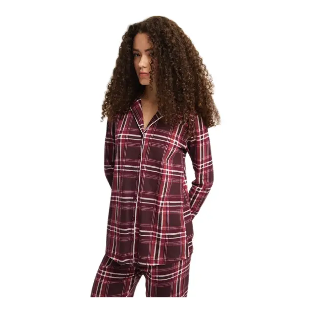 Minerva Γυναικεία Πυτζάμα Κουμπωτή Καρό, Χρώμα Bordeaux-Pink Plaid 3