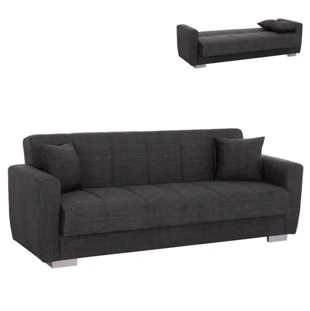 ΚΑΝΑΠΕΣ ΚΡΕΒΑΤΙ ΤΡΙΘΕΣΙΟΣ FB93240.03 ΓΚΡΙ 215x85x76Υ εκ.