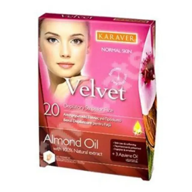 Karaver Αποτριχωτικές Ταινίες Προσώπου Velvet Face With Almond Oil 20τμχ & 3 Μαντηλάκια