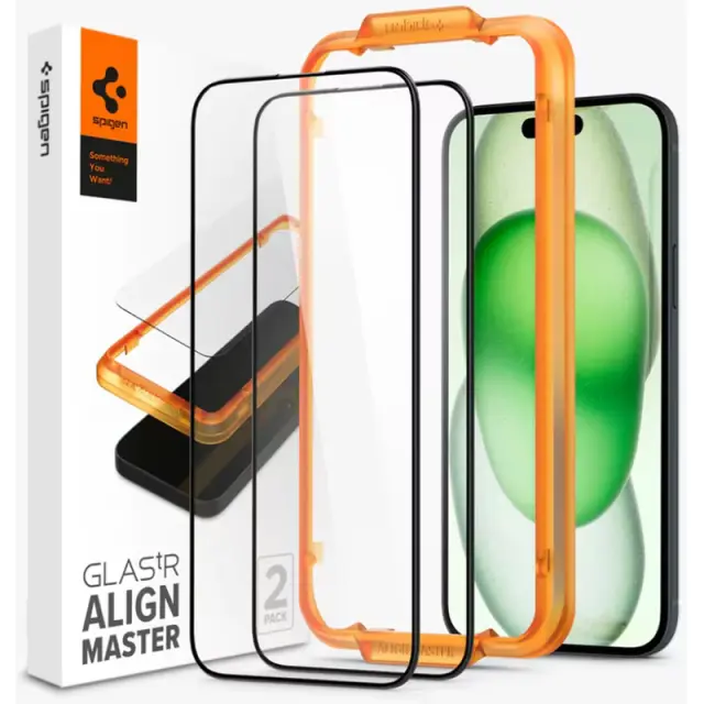 Spigen Tempered Glass AlignMaster 2τμχ Μαύρο iPhone 15